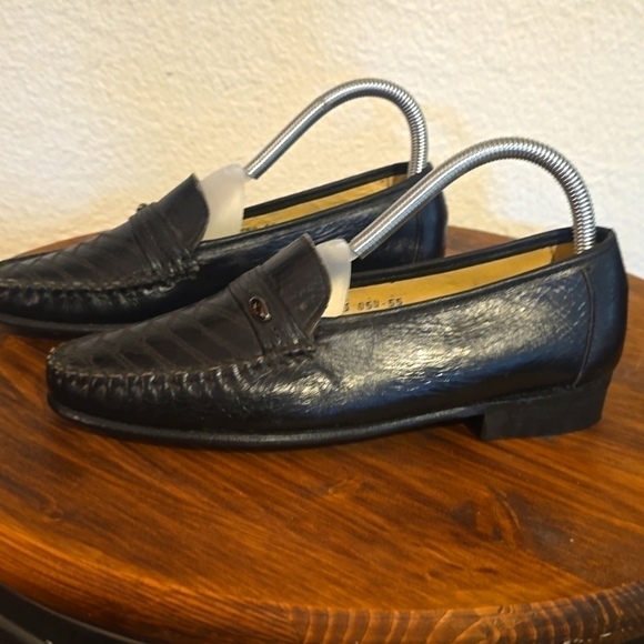 Calzo Oliverio Black Premium leather loafers preppy neutral Sz.7 - Picture 4 of 10